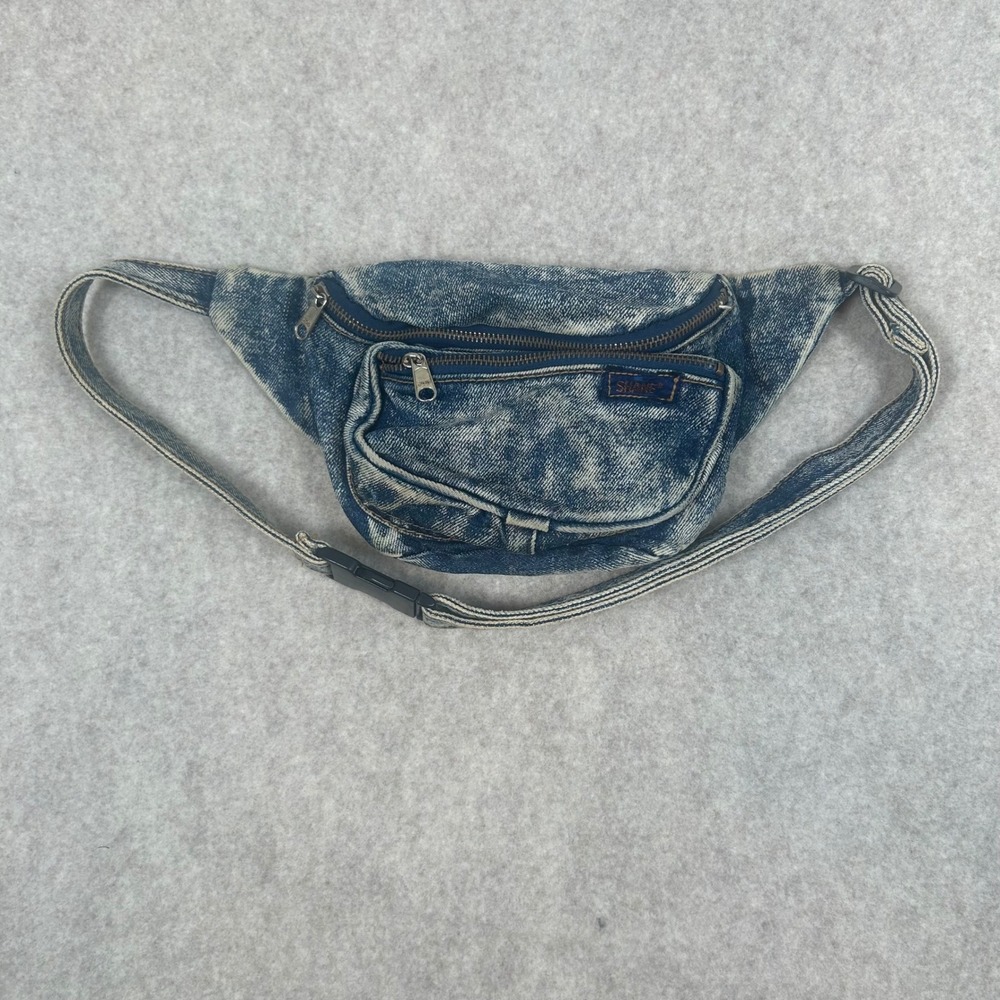 Shane Fanny Pack Women OS Blue Acid Wash Denim Vintage 80s 90s Waist Bag